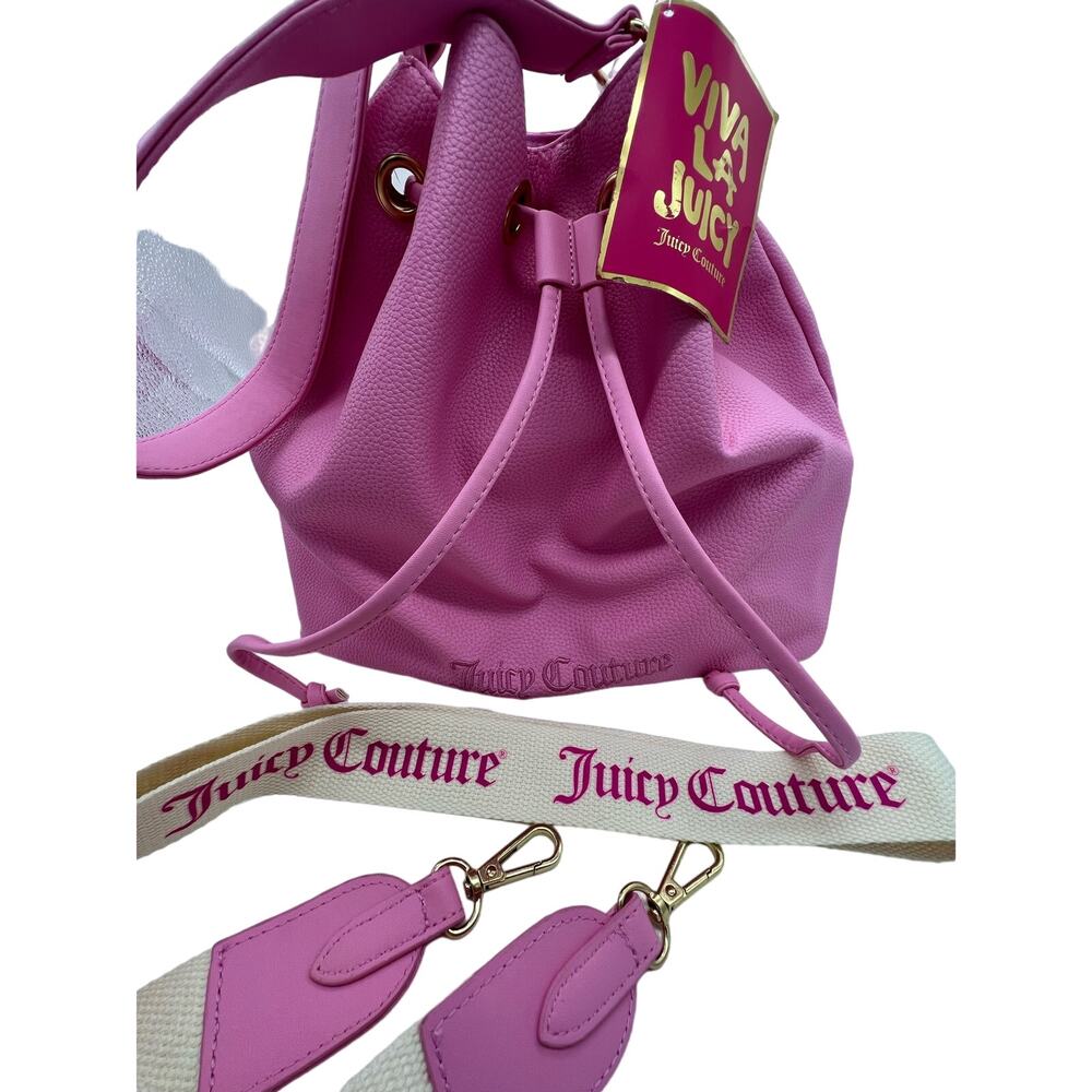 NWT Juicy Couture Viva La Juicy Pink Bucket Bag with Shoulder Strap & Crossbody - Picture 3 of 7